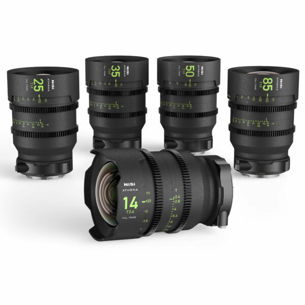 NiSi ATHENA PRIME Full Frame Cinema Lens Kit with 5 Lenses 14mm T2.4, 25mm T1.9, 35mm T1.9, 50mm T1.9, 85mm T1.9 + Hard Case (RF Mount) NiSi Athena Cinema Lenses | NiSi Filters Australia |