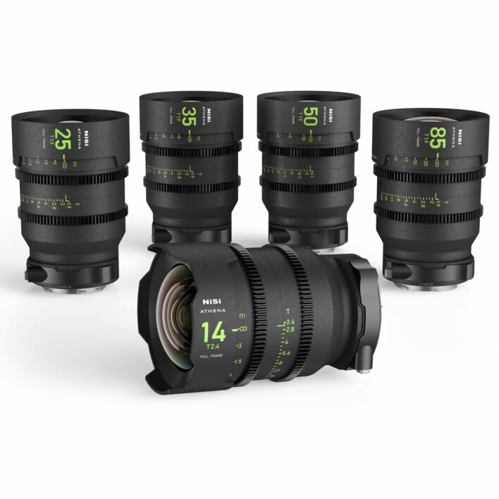 NiSi ATHENA PRIME Full Frame Cinema Lens Kit with 5 Lenses 14mm T2.4, 25mm T1.9, 35mm T1.9, 50mm T1.9, 85mm T1.9 + Hard Case (RF Mount) CREATIVE KIT (5 LENSES) | NiSi Filters Australia |