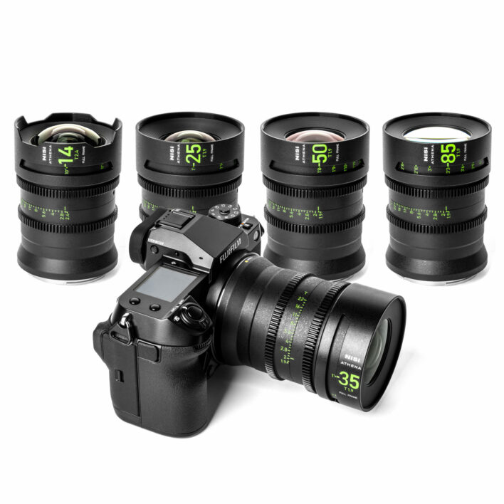 NiSi ATHENA PRIME Full Frame Cinema Lens Kit with 5 Lenses 14mm T2.4, 25mm T1.9, 35mm T1.9, 50mm T1.9, 85mm T1.9 + Hard Case (G Mount | No Drop In Filter) G Mount | NiSi Filters Australia | 2