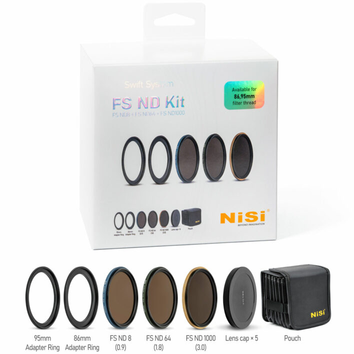 NiSi SWIFT FS ND Filter Kit with ND8 (3 Stop), ND64 (6 Stop) and ND1000 (10 Stop) for 86mm | 95mm Filter Threads + Case Swift FS ND Kit | NiSi Filters Australia |