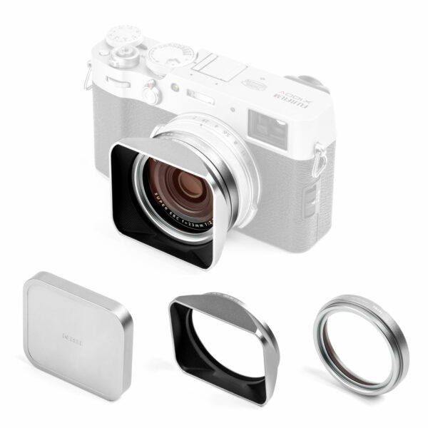 NiSi X100 Series NC UV Filter with 49mm Filter Adaptor, Metal Lens Hood and Lens Cap for Fujifilm X100/X100S/X100F/X100T/X100V/X100VI (Silver) Filter Systems for Compact Cameras | NiSi Filters Australia |