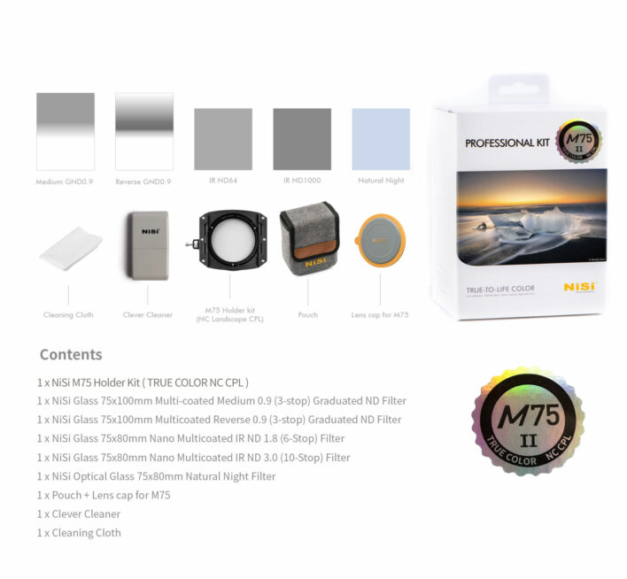 NiSi M75-II 75mm Professional Kit with True Color NC CPL NiSi 75mm Square Filter System | NiSi Filters Australia | 38