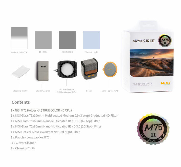 NiSi M75-II 75mm Advanced Kit with True Color NC CPL NiSi 75mm Square Filter System | NiSi Filters Australia | 37