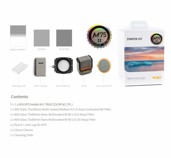 NiSi M75-II 75mm Starter Kit with True Color NC CPL NiSi 75mm Square Filter System | NiSi Filters Australia | 36