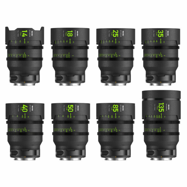 NiSi ATHENA PRIME Full Frame Cinema Lens MASTER Kit with 8 Lenses 14mm T2.4, 18mm T2.2, 25mm T1.9, 35mm T1.9, 40mm T1.9, 50mm T1.9, 85mm T1.9, 135mm T2.2 + Hard Case (E Mount) E Mount | NiSi Filters Australia |