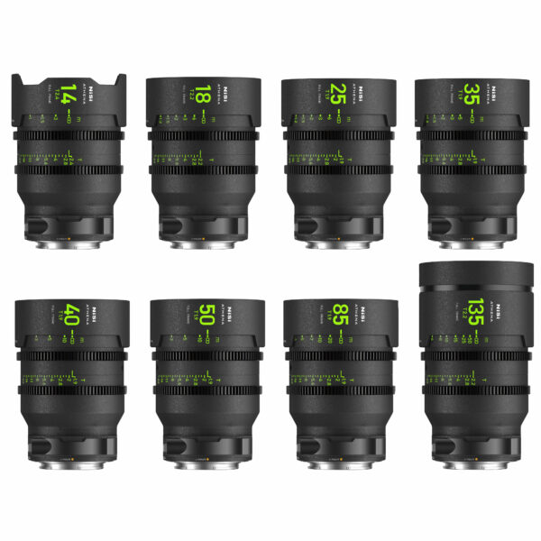NiSi ATHENA PRIME Full Frame Cinema Lens MASTER Kit with 8 Lenses 14mm T2.4, 18mm T2.2, 25mm T1.9, 35mm T1.9, 40mm T1.9, 50mm T1.9, 85mm T1.9 135mm T2.2 + Hard Case (L Mount) L Mount | NiSi Filters Australia |
