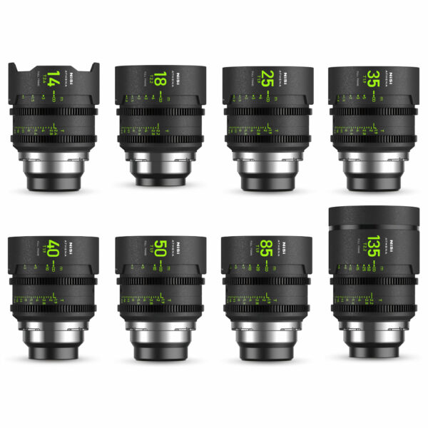 NiSi ATHENA PRIME Full Frame Cinema Lens MASTER Kit with 8 Lenses 14mm T2.4, 18mm T2.2, 25mm T1.9, 35mm T1.9, 40mm T1.9, 50mm T1.9, 85mm T1.9, 135mm T2.2 + Hard Case (PL Mount) MASTER KIT (8 LENSES) | NiSi Filters Australia |