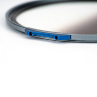Close up of the blue filter handle on a NiSi JetMag Pro FS GND8 95MAG magnetic filter