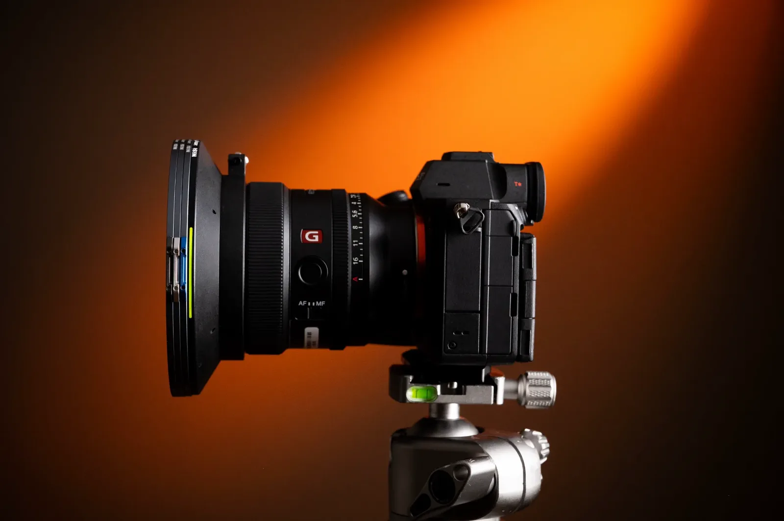 Sony camera on a tripod with stacked MAXMAG filters