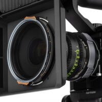 NiSi JetMag Pro Matte Box with Carbon Fiber Top Flag on a cinema lens with a JetMag Pro 95MAG filter